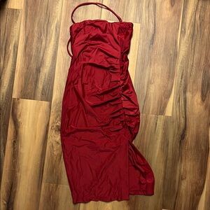 Elegant Red Ruched Dress